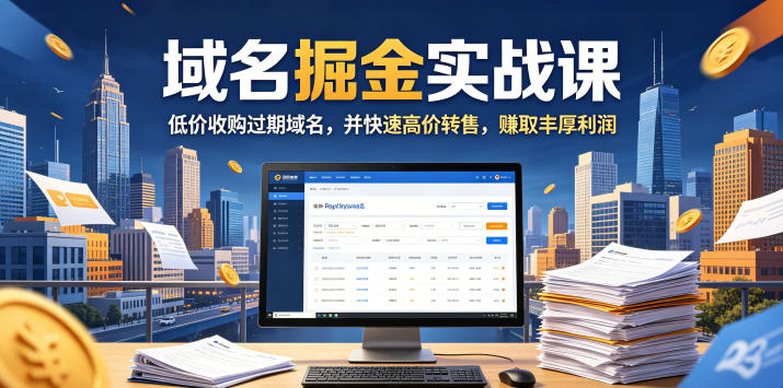 域名交易掘金实战课,低价收购过期域名,并快速高价转售,賺取丰厚利润【原创双语字幕】-亮剑学堂