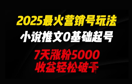2025最火营销号玩法:小说推文0基础起号,7天涨粉5000,收益轻松破k-亮剑学堂